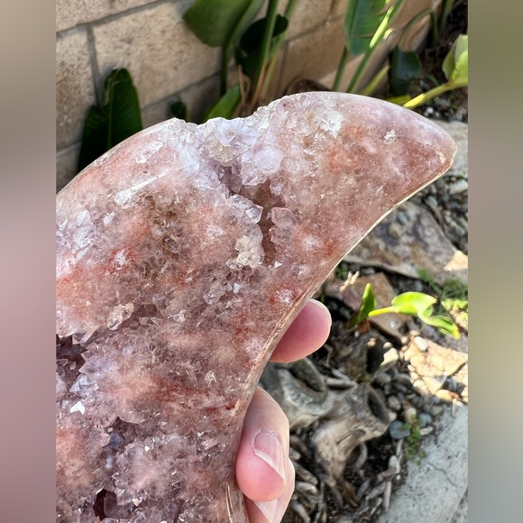 Sugary Pink Amethyst Crystal Druzy Moon - Picture 9 of 11